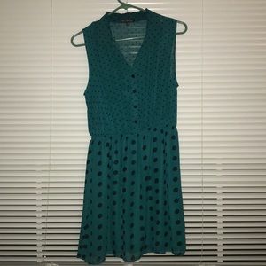 Teal Dress w/ Small & Large Black Polka Dots